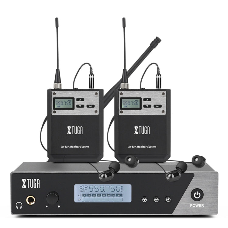 XTUGA  IEM1100 Professional Wireless In Ear Monitor System 2 BodyPacks(UK Plug) - Microphone by XTUGA | Online Shopping UK | buy2fix