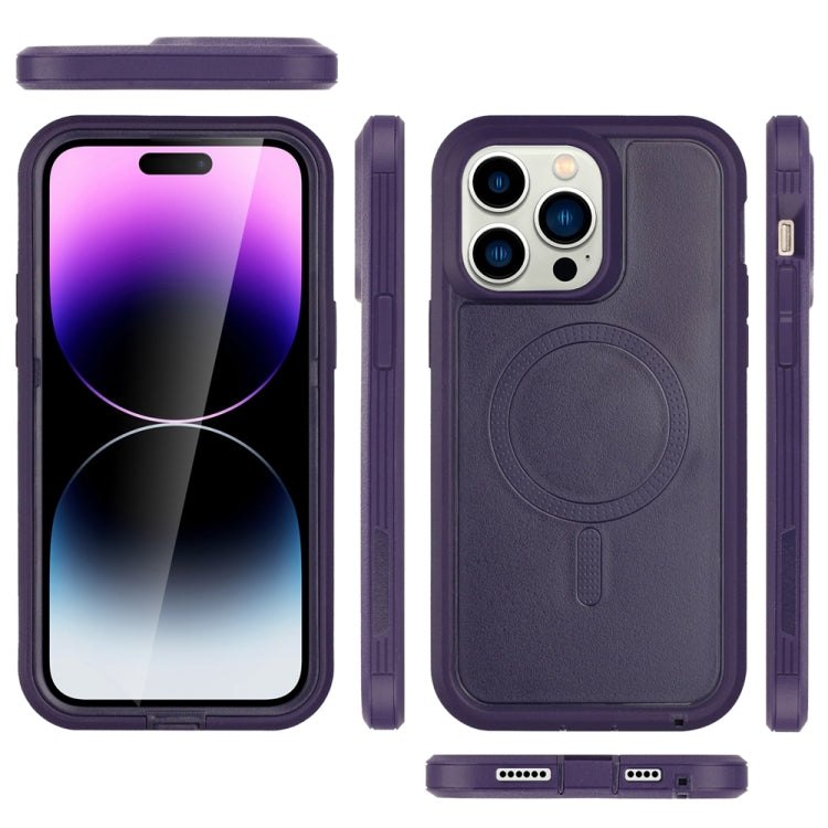 For iPhone 14 Defender Series XT MagSafe Magnetic PC + TPU Shockproof Phone Case(Dark Purple) - iPhone 14 Cases by buy2fix | Online Shopping UK | buy2fix