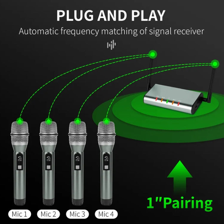 XTUGA U-F4600 Professional 4-Channel UHF Wireless Microphone System with 4 Handheld Microphone(AU Plug) - Microphone by XTUGA | Online Shopping UK | buy2fix