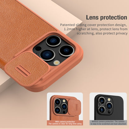 For iPhone 15 Pro NILLKIN QIN Series Pro Sliding Camera Cover Design Leather Phone Case(Brown) - iPhone 15 Pro Cases by NILLKIN | Online Shopping UK | buy2fix