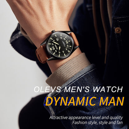 OLEVS 9962 Men Multifunctional Waterproof Quartz Watch(Gold + Brown) - Leather Strap Watches by OLEVS | Online Shopping UK | buy2fix