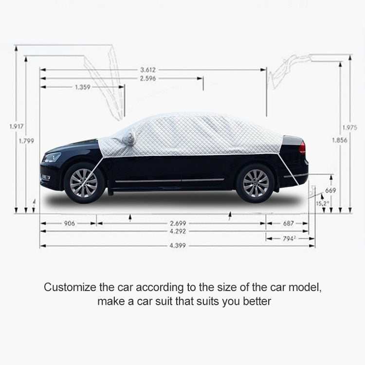 Car Half-cover Car Clothing Sunscreen Heat Insulation Sun Nisor, Plus Cotton Size: 4.7x1.8x1.5m - Aluminum Film PEVA by buy2fix | Online Shopping UK | buy2fix