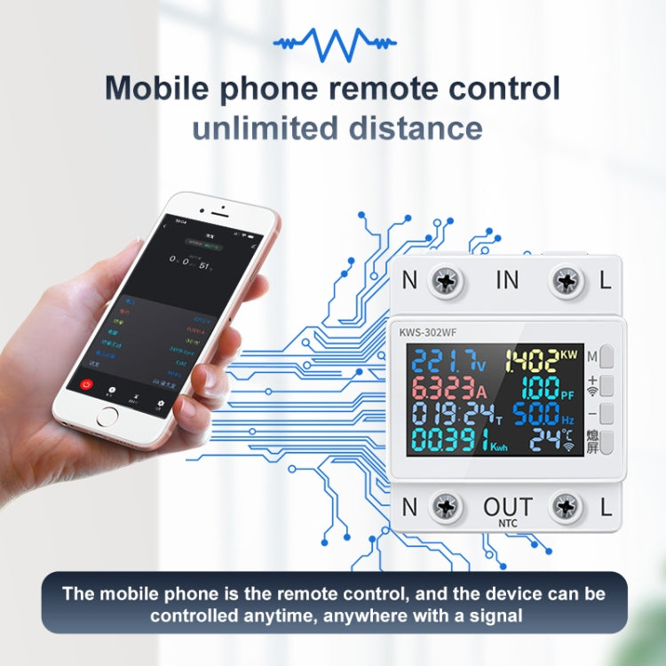 KWS-302WF 170-270V Multifunctional AC Digital Display Rail Voltage and Current Monitoring Meter - Current & Voltage Tester by buy2fix | Online Shopping UK | buy2fix