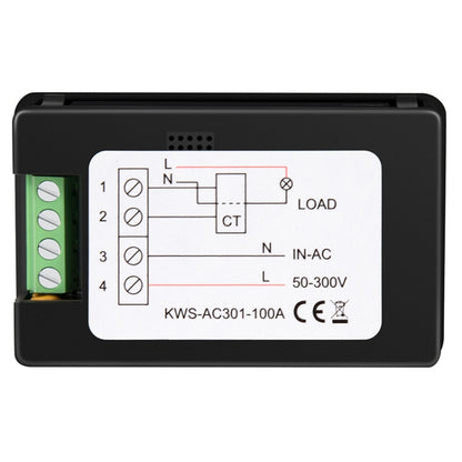 KWS-AC301-100A 50-300V AC Digital Current Voltmeter with Closed Transformer(Black) - Current & Voltage Tester by buy2fix | Online Shopping UK | buy2fix