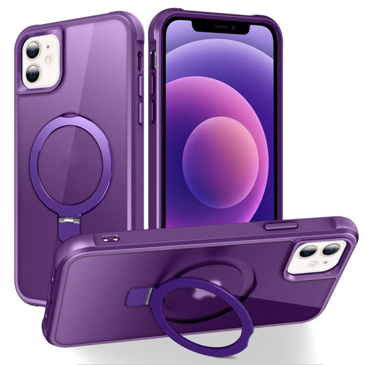 For iPhone 12 / 12 Pro MagSafe Magnetic Holder Phone Case(Purple) - iPhone 12 / 12 Pro Cases by buy2fix | Online Shopping UK | buy2fix