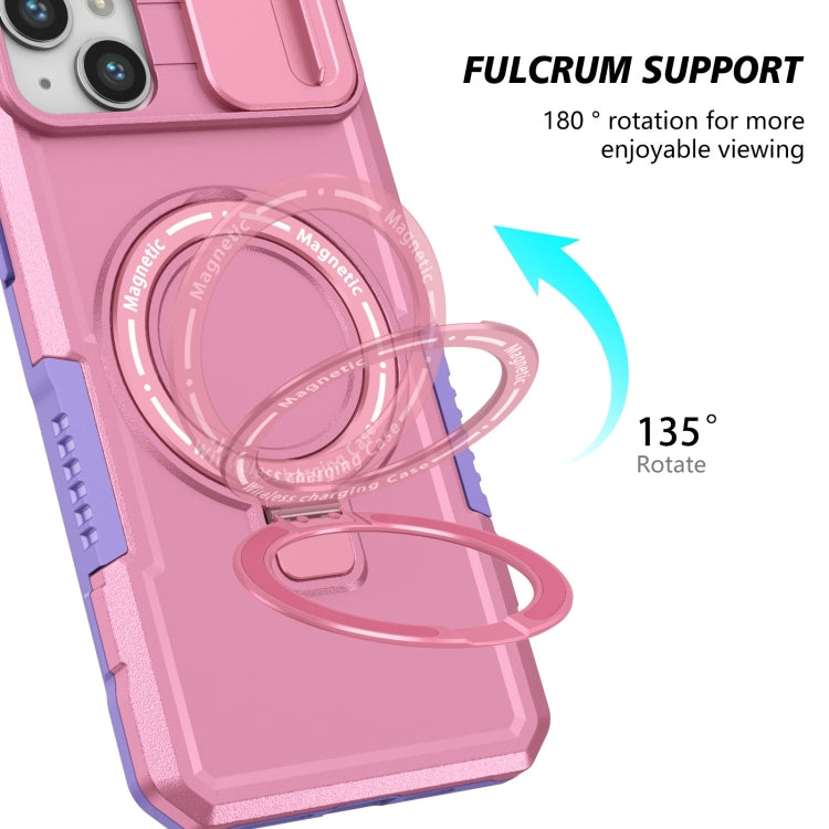 For iPhone 15 Plus Sliding Camshield Magsafe Holder TPU Hybrid PC Phone Case(Purple Pink) - iPhone 15 Plus Cases by buy2fix | Online Shopping UK | buy2fix