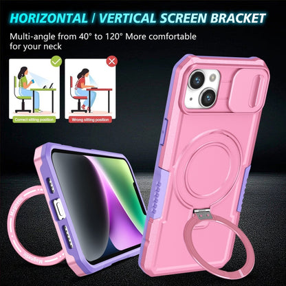 For iPhone 15 Plus Sliding Camshield Magsafe Holder TPU Hybrid PC Phone Case(Purple Pink) - iPhone 15 Plus Cases by buy2fix | Online Shopping UK | buy2fix