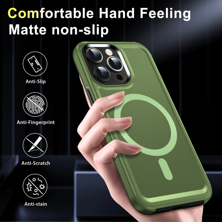 For iPhone 14 Shield Armor MagSafe TPU Hybrid PC Phone Case(Grass Green) - iPhone 14 Cases by buy2fix | Online Shopping UK | buy2fix