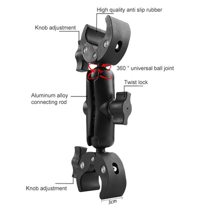 Motorcycle Dual-heads Crabs Clamps Handlebar Fixed Mount, Length:28cm - Mount & Holder by buy2fix | Online Shopping UK | buy2fix