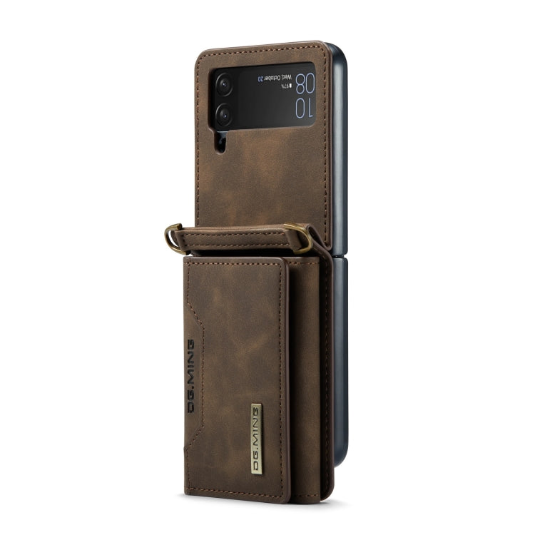 For Samsung Galaxy Z Flip4 5G DG.MING M2 Series Card Bag Magnetic Leather Phone Case(Coffee) - Galaxy Z Flip4 5G Cases by DG.MING | Online Shopping UK | buy2fix