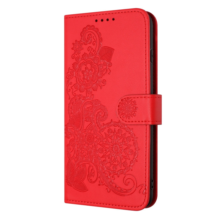 For iPhone 15 Pro Max Datura Flower Embossed Flip Leather Phone Case(Red) - iPhone 15 Pro Max Cases by buy2fix | Online Shopping UK | buy2fix