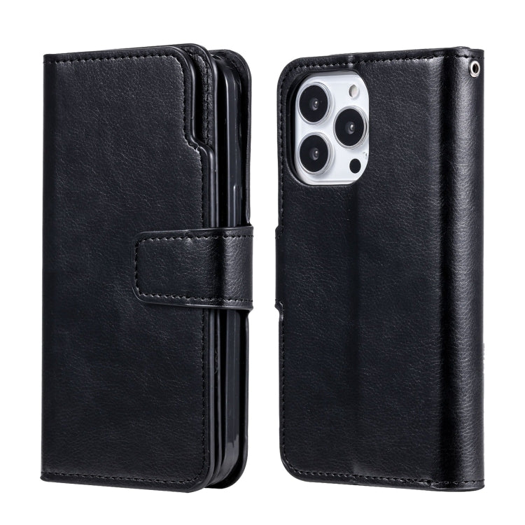 For iPhone 15 Pro Max Tri-Fold 9-Card Wallets Leather Phone Case(Black) - iPhone 15 Pro Max Cases by buy2fix | Online Shopping UK | buy2fix