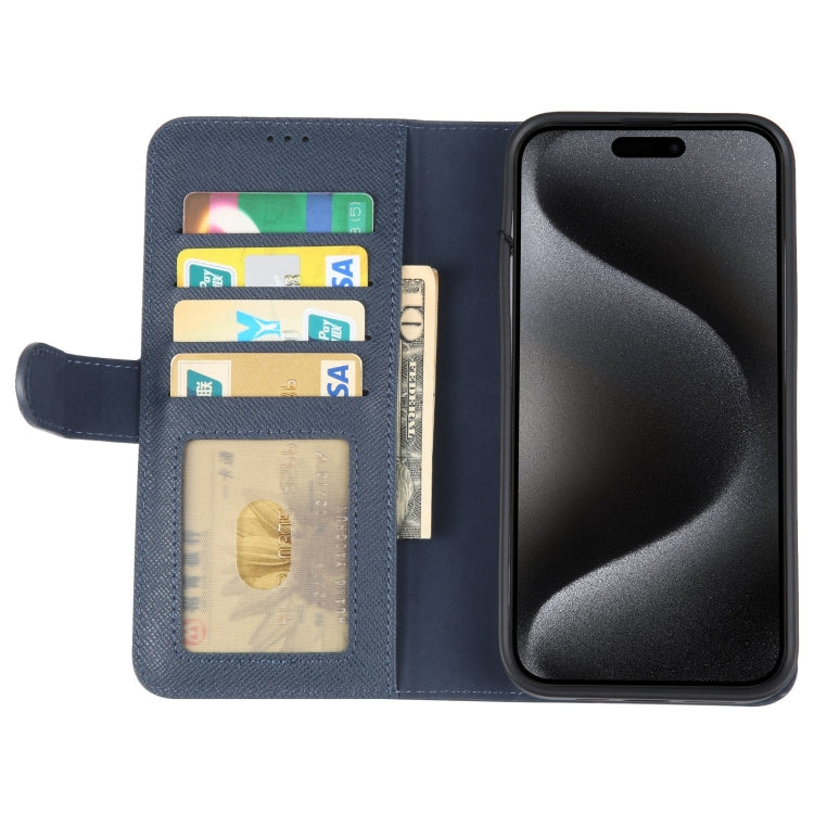 For iPhone 15 Pro Max GEBEI Top-grain Horizontal Flip Leather Phone Case(Blue) - iPhone 15 Pro Max Cases by GEBEI | Online Shopping UK | buy2fix