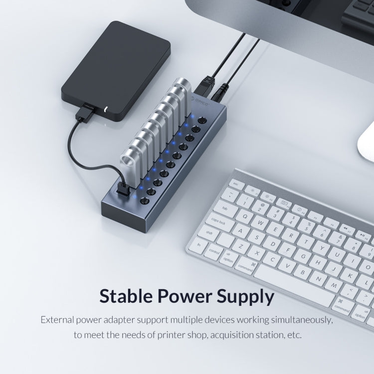 ORICO BT2U3-16AB-GY-BP 16 Ports USB 3.0 HUB with Individual Switches(EU Plug) - USB 3.0 HUB by ORICO | Online Shopping UK | buy2fix