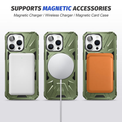 For iPhone 12 Pro Max MagSafe Magnetic Shockproof Phone Case with Ring Holder(Dark Green) - iPhone 12 Pro Max Cases by buy2fix | Online Shopping UK | buy2fix