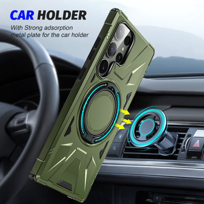 For Samsung Galaxy S23 Ultra 5G MagSafe Magnetic Shockproof Phone Case with Ring Holder(Dark Green) - Galaxy S23 Ultra 5G Cases by buy2fix | Online Shopping UK | buy2fix