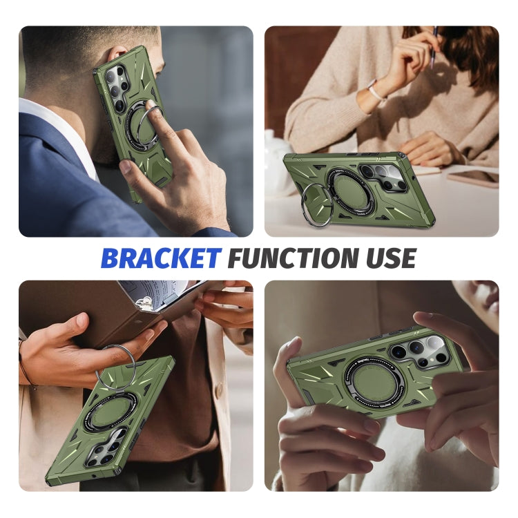 For Samsung Galaxy S23 Ultra 5G MagSafe Magnetic Shockproof Phone Case with Ring Holder(Dark Green) - Galaxy S23 Ultra 5G Cases by buy2fix | Online Shopping UK | buy2fix