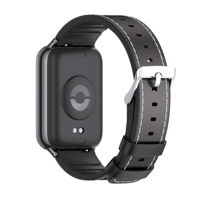 For Xiaomi Smart Band 9 Pro / 8 Pro Mijobs TPU Leather Watch Band(Black) - Watch Bands by MIJOBS | Online Shopping UK | buy2fix