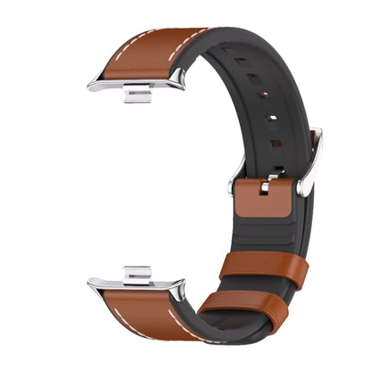 For Xiaomi Smart Band 9 Pro / 8 Pro Mijobs TPU Leather Watch Band(Brown Silver) - Watch Bands by MIJOBS | Online Shopping UK | buy2fix