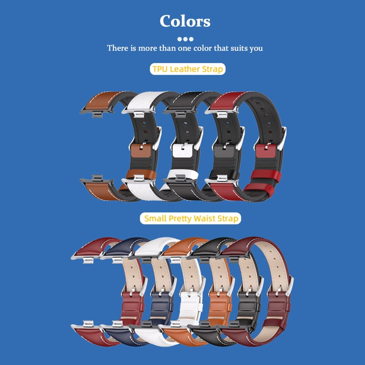 For Xiaomi Smart Band 9 Pro / 8 Pro Mijobs TPU Leather Watch Band(Brown Silver) - Watch Bands by MIJOBS | Online Shopping UK | buy2fix