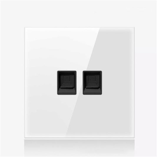 86mm Round LED Tempered Glass Switch Panel, White Round Glass, Style:Dual Computer Socket - Consumer Electronics by buy2fix | Online Shopping UK | buy2fix