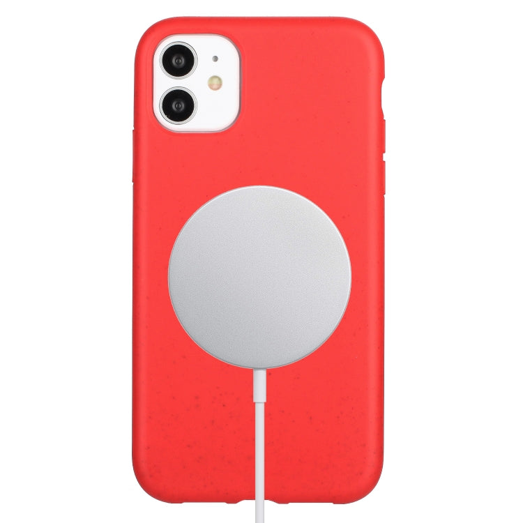 For iPhone 11 Wheat MagSafe Magnetic Straw Material + TPU Phone Case(Red) - iPhone 11 Cases by buy2fix | Online Shopping UK | buy2fix