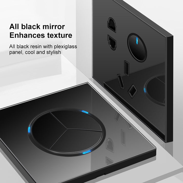 86mm Round LED Tempered Glass Switch Panel, Black Round Glass, Style:Two Open Dual Control - Switch by buy2fix | Online Shopping UK | buy2fix