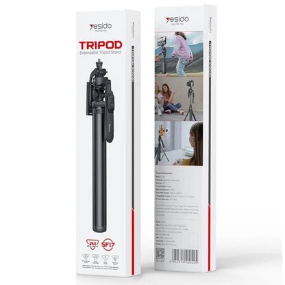 YESIDO SF17 Multifunctional Retractable Metal Tripod Stand Selfie Stick for Cell Phones Camera(Black) - Selfie Sticks by Yesido | Online Shopping UK | buy2fix