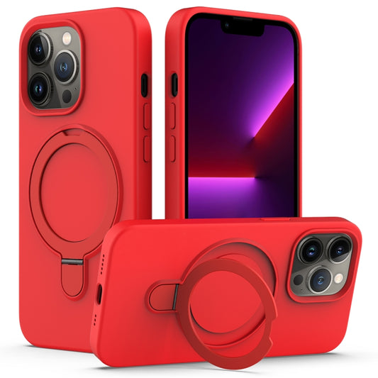 For iPhone 13 Pro MagSafe Magnetic Liquid Silicone Phone Case with Ring Holder(Red) - iPhone 13 Pro Cases by buy2fix | Online Shopping UK | buy2fix