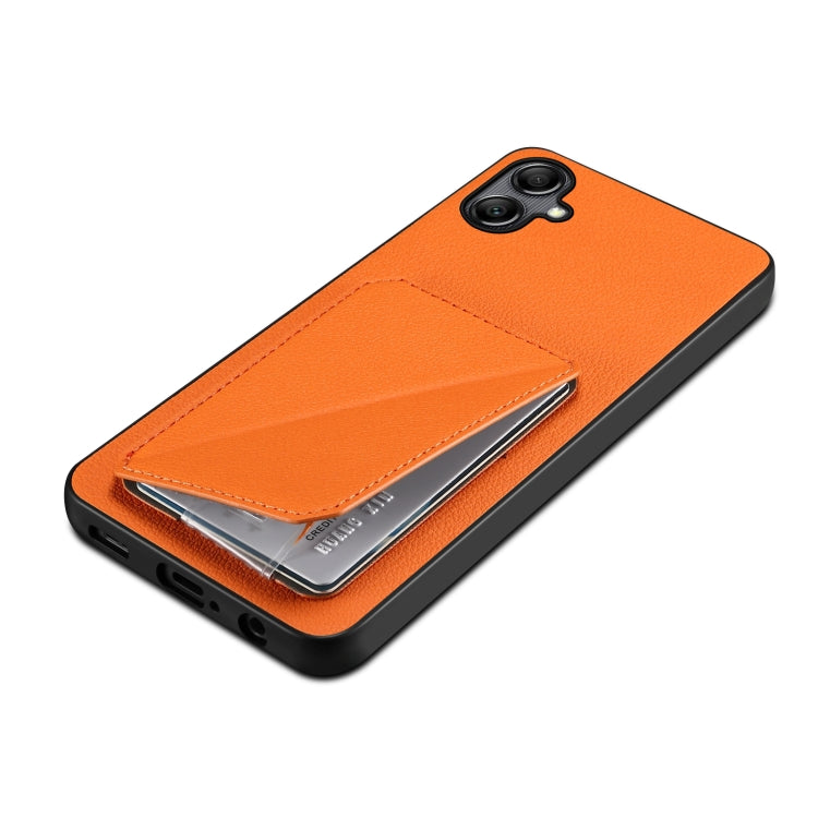 For Samsung Galaxy S24 5G Denior Imitation Calf Leather Back Phone Case with Holder(Orange) - Galaxy S24 5G Cases by Denior | Online Shopping UK | buy2fix