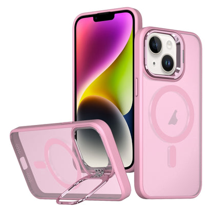 For iPhone 14 Metal Invisible Camera Holder MagSafe Magnetic Phone Case(Pink) - iPhone 14 Cases by buy2fix | Online Shopping UK | buy2fix