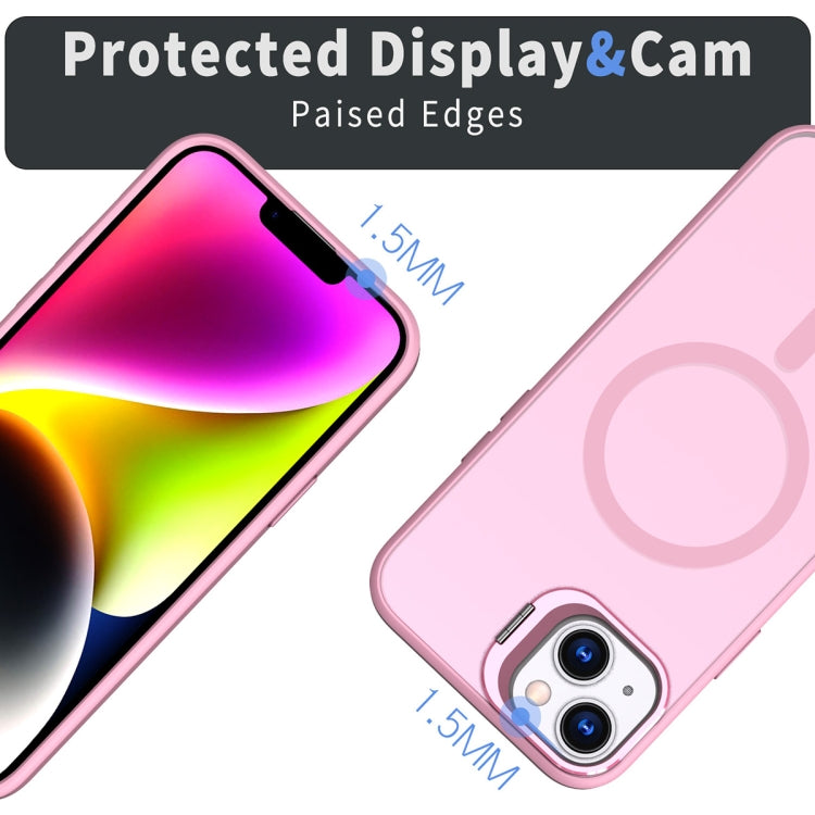 For iPhone 11 Metal Invisible Camera Holder MagSafe Magnetic Phone Case(Pink) - iPhone 11 Cases by buy2fix | Online Shopping UK | buy2fix