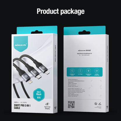 Nillkin Swift Pro 1m 3 in 1 USB to 8 Pin + Type-C + Micro USB Fast Charging Cable(Black) - Multifunction Cable by NILLKIN | Online Shopping UK | buy2fix