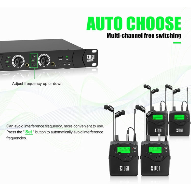 XTUGA RW2090 Professional Stage Wireless 2 Channel In Ear Monitoring System 2 in 1(AU Plug) - Microphone by XTUGA | Online Shopping UK | buy2fix