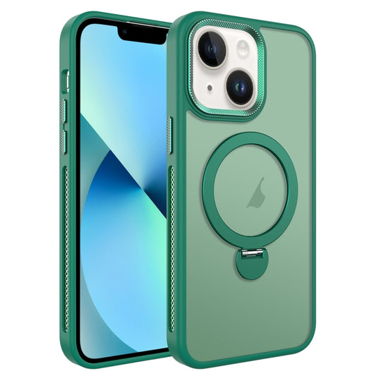 For iPhone 13 MagSafe Magnetic Holder Breathable Phone Case(Green) - iPhone 13 Cases by buy2fix | Online Shopping UK | buy2fix