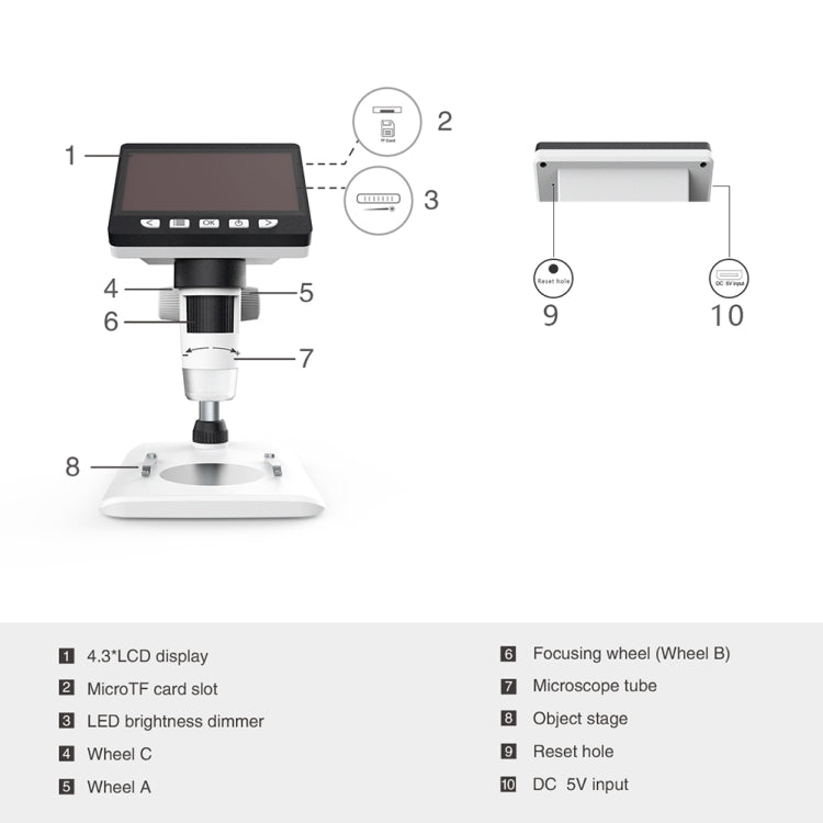 inskam307 0-40mm 1080P 4.3 inch LCD Screen Mobile Phone Repair Industry HD Electron Didital Microscope - Consumer Electronics by buy2fix | Online Shopping UK | buy2fix