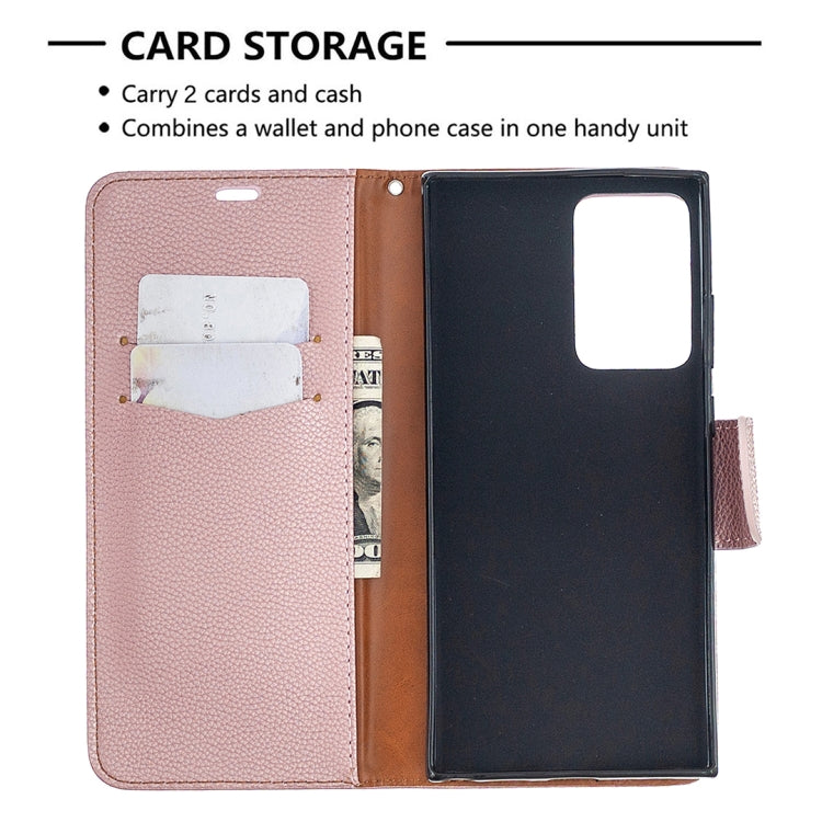 For Samsung Galaxy Note20 Ultra Litchi Texture Pure Color Horizontal Flip Leather Case with Holder & Card Slots & Wallet & Lanyard(Rose Gold) - Samsung Accessories by buy2fix | Online Shopping UK | buy2fix