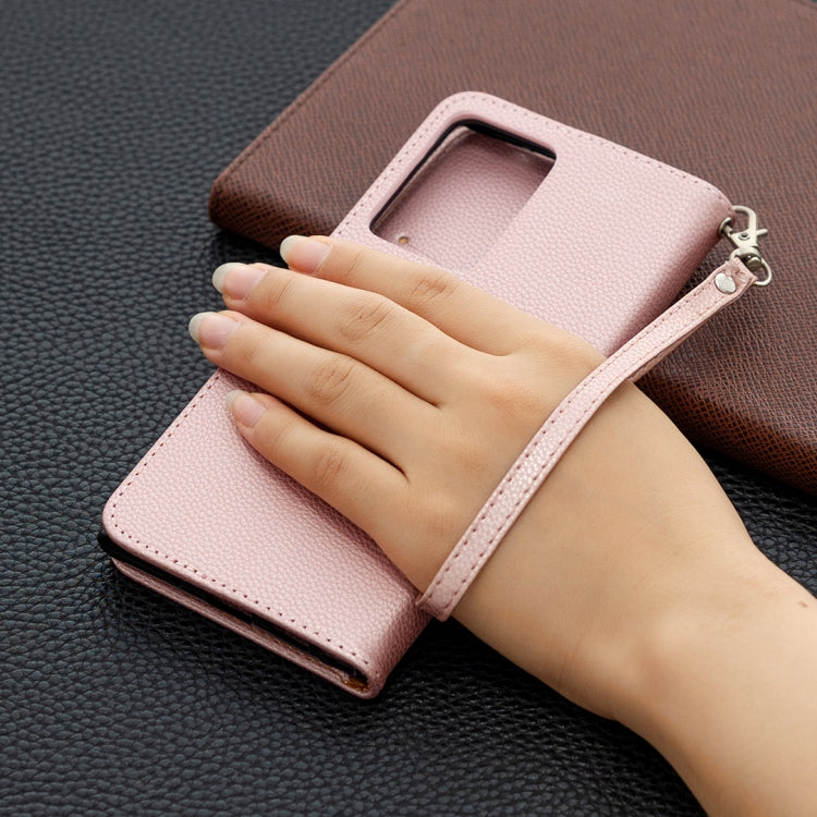 For Samsung Galaxy Note20 Ultra Litchi Texture Pure Color Horizontal Flip Leather Case with Holder & Card Slots & Wallet & Lanyard(Rose Gold) - Samsung Accessories by buy2fix | Online Shopping UK | buy2fix