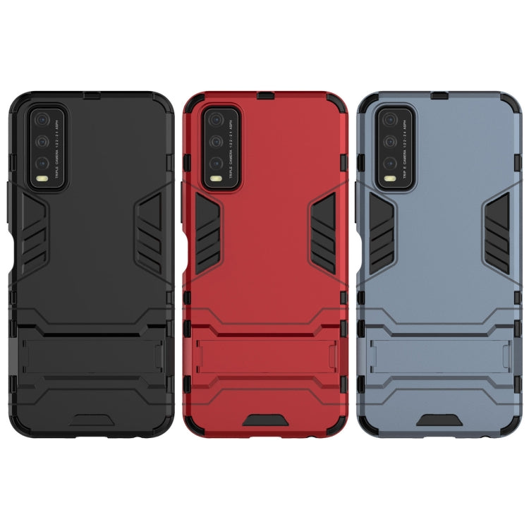 For Vivo Y20 PC + TPU Shockproof Protective Case with Holder(Black) - OPPO & vivo Accessories by buy2fix | Online Shopping UK | buy2fix