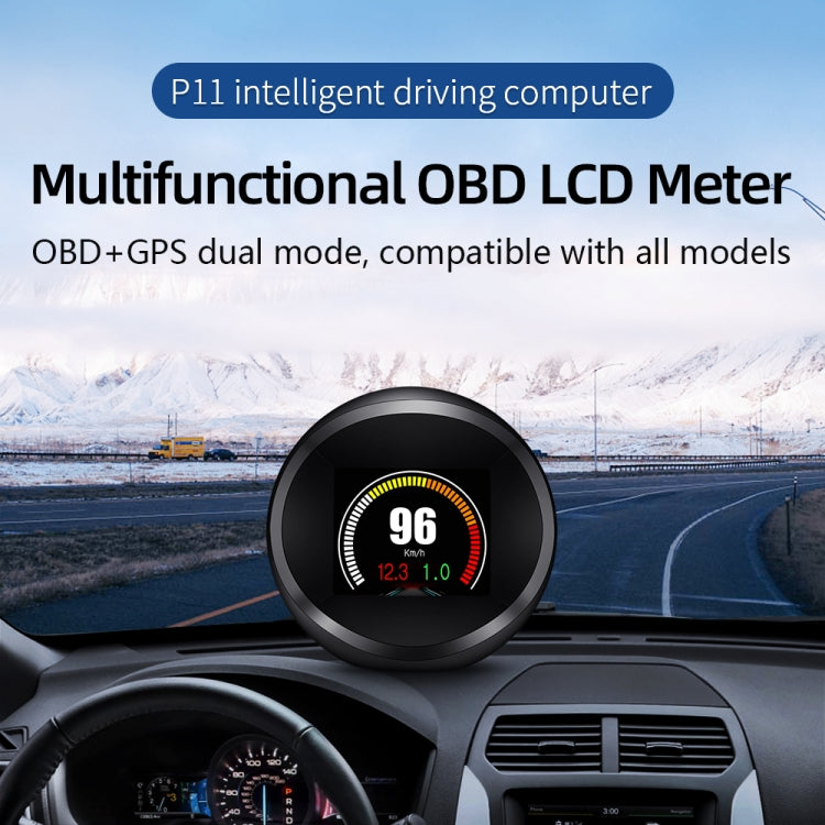 P11 OBD2 + GPS Mode Car HUD Head-up Display Water Temperature / Vehicle Speed / Voltage / Fuel Consumption Display, Speed Alarm - Head Up Display System by buy2fix | Online Shopping UK | buy2fix