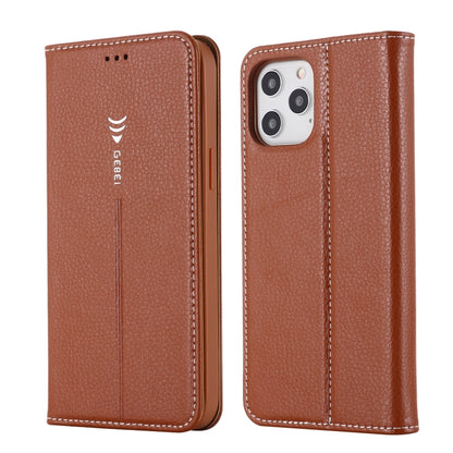 For iPhone 12 mini GEBEI PU+TPU Horizontal Flip Protective Case with Holder & Card Slots (Brown) - iPhone 12 mini Cases by GEBEI | Online Shopping UK | buy2fix