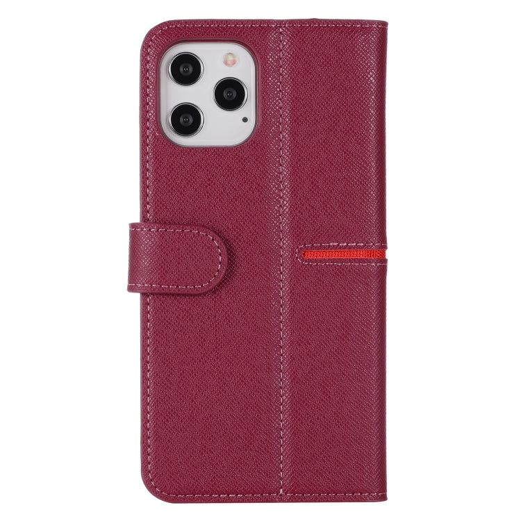 For iPhone 12 / 12 Pro GEBEI Top-grain Leather Horizontal Flip Protective Case with Holder & Card Slots & Wallet & Photo Frame(Wine Red) - iPhone 12 / 12 Pro Cases by GEBEI | Online Shopping UK | buy2fix