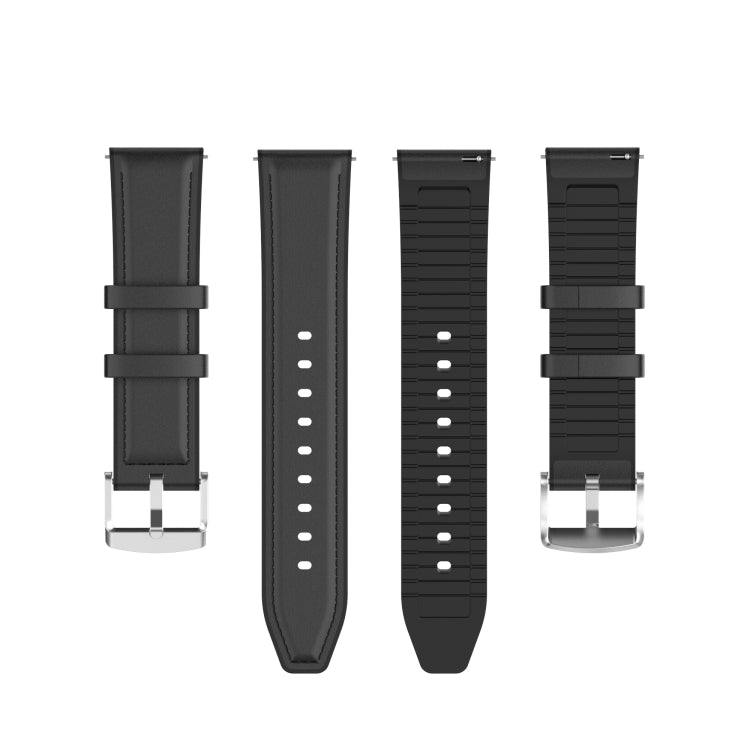 20mm Silicone Leather Watch Band for Samsung Galaxy Watch 3 41mm(Black) - Watch Bands by buy2fix | Online Shopping UK | buy2fix