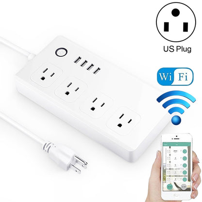 4 x USB Ports + 4 x US Plug Jack WiFi Remote Control Smart Power Socket Works with Alexa & Google Home, AC 110-240V, US Plug - Consumer Electronics by buy2fix | Online Shopping UK | buy2fix