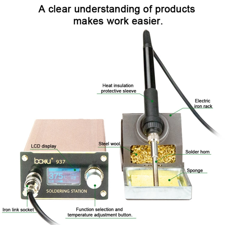 BAKU BA-937 LCD Digital Display Soldering Iron Welding Station Set, EU Plug - Soldering Iron Set by BAKU | Online Shopping UK | buy2fix