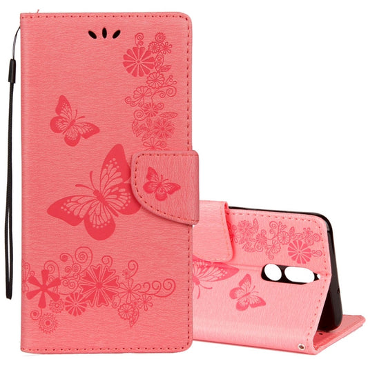 For Huawei  Mate 10 Lite Vintage Embossed Floral Butterfly Pattern Horizontal Flip Leather Case with Card Slot & Holder & Wallet & Lanyard (Pink) - Huawei Cases by buy2fix | Online Shopping UK | buy2fix