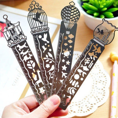 5 PCS Delicate Hollow Out Pattern Bookmark Ultra-thin Metal Bookmark Tape Ruler Fashion Bookmarks for School Office Supplies, Random Pattern Delivery - Home & Garden by buy2fix | Online Shopping UK | buy2fix