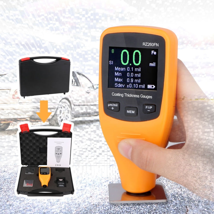 RZ260FN Ferrous & Non-Ferrous 2 in 1 LCD Display Ultrasonic Coating Paint Thickness Gauge Meter Tools (Orange) - Coating Thickness Gauge by buy2fix | Online Shopping UK | buy2fix