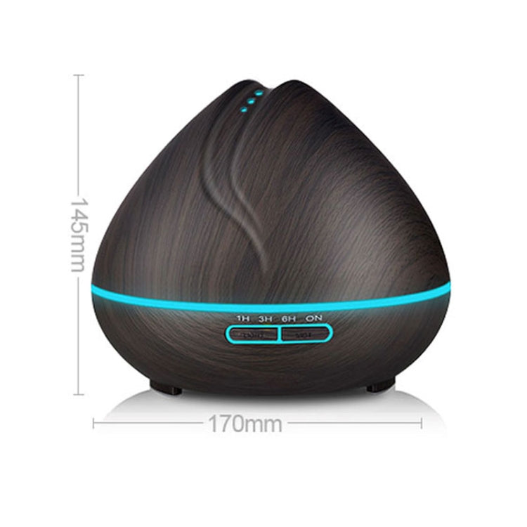 Peach Shape Wood Grain Remote Control Ultrasonic Humidifier Aromatherapy Machine Automatic Alcohol Sprayer with LED Lights, Capacity: 400mL, US Plug (Dark Wood Color) - Home & Garden by buy2fix | Online Shopping UK | buy2fix