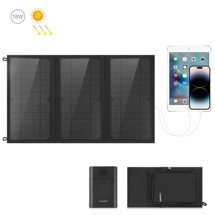 HAWEEL 18W 3 Panels Foldable Solar Panel Charger Bag with 5V / 3.1A Max Dual USB Ports, Support QC3.0 and AFC - Charger by HAWEEL | Online Shopping UK | buy2fix